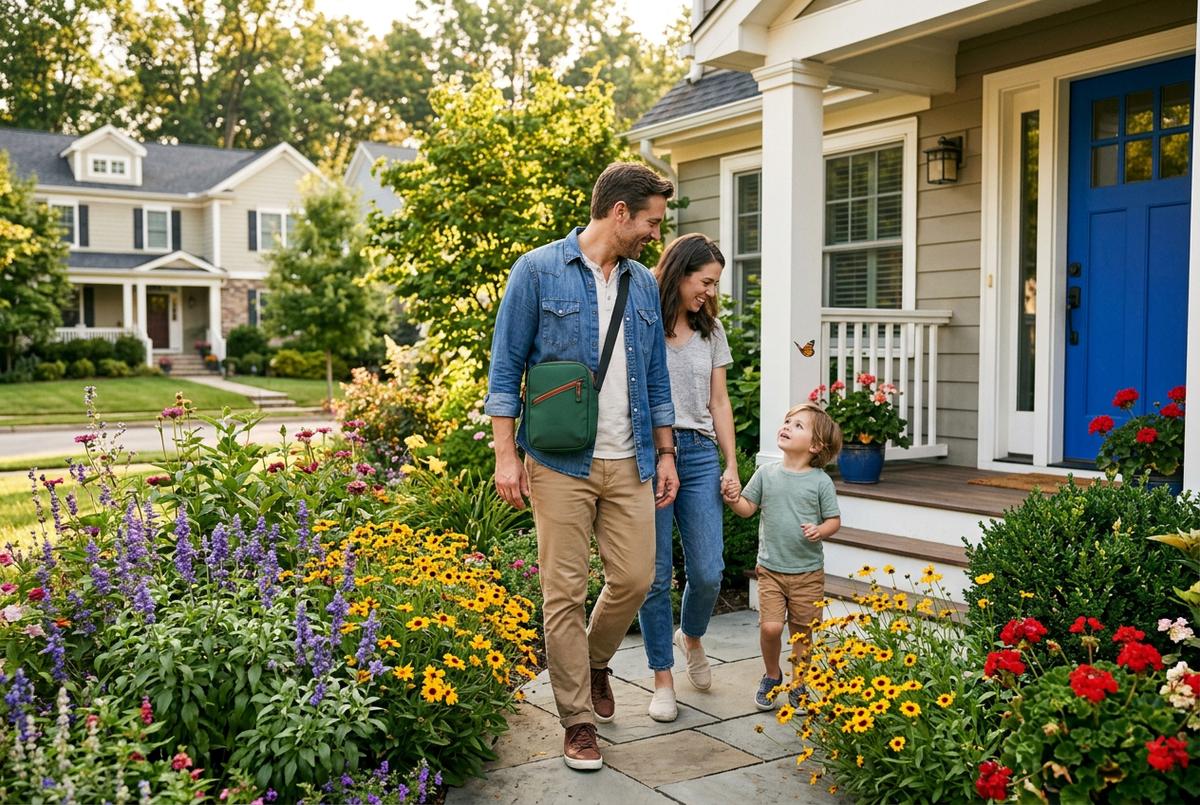 American family outdoor scene
