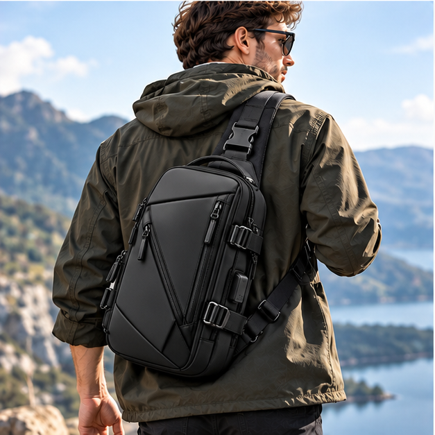 Men's Angular Everyday Crossbody Sling Bag