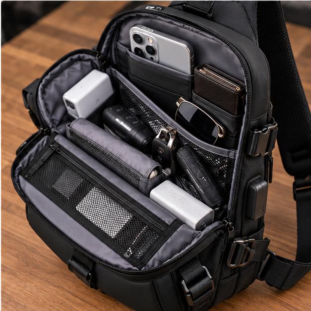 Men's Angular Everyday Crossbody Sling Bag