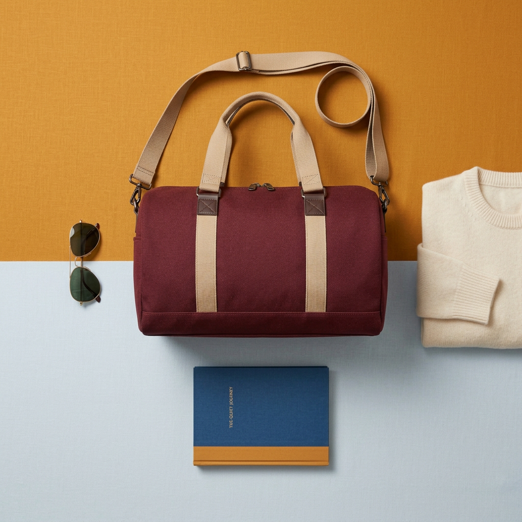 Weekender editorial flat lay concept